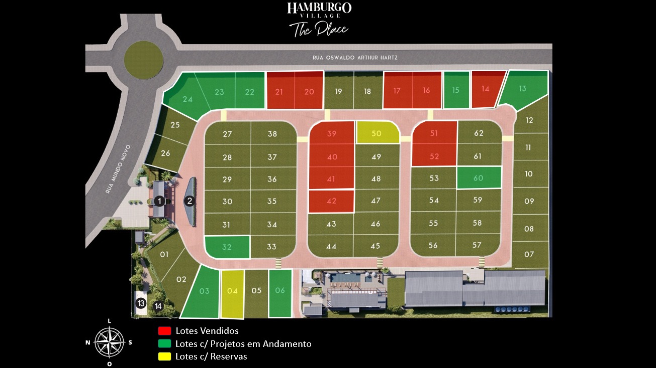 Mapa de disponibilidade dos lotes do Engenhar The Place