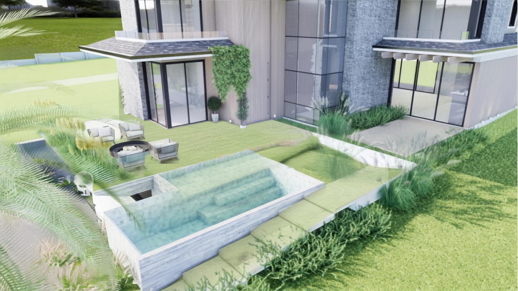 Área externa com piscina da Nous Haus L42